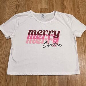Merry Merry Christmas Crop Tshirt